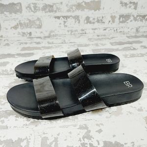 NEW BP. Black Strappy Slip On Summer Flat Unisex Beach Sandals M1000